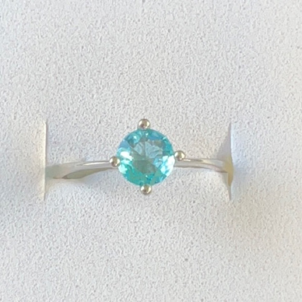Blue and Silver Minimalist Ring..925 Silver ..Size 8